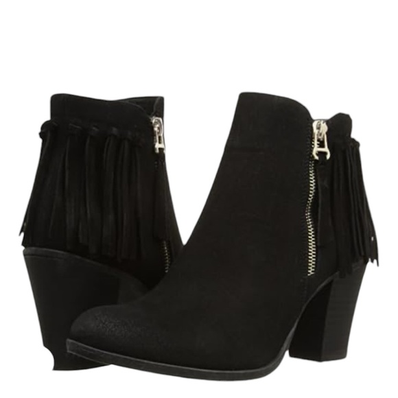 Call It Spring Black Ankle Boots with Fringe - Picture 9 of 9
